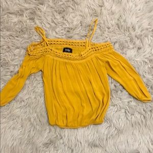 Off shoulder mustard shirt